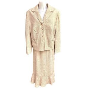 GIORGIO SANT’ANGELO Textured Brocade Notched Collar Blazer Skirt 2pc Set 20W NEW